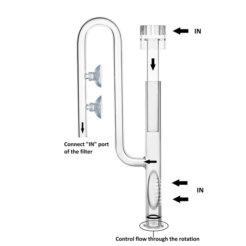 JARDLI Glass Lily Pipe Inflow with Surface Skimmer for Aquarium Planted Tank (20mm for 19/25mm (3/4'' i.d.) tubing) - Image 4